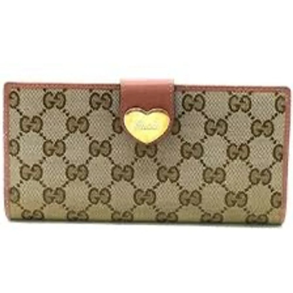 GUCCI | Brown and Pink Bifold Wallet with Heart Detail